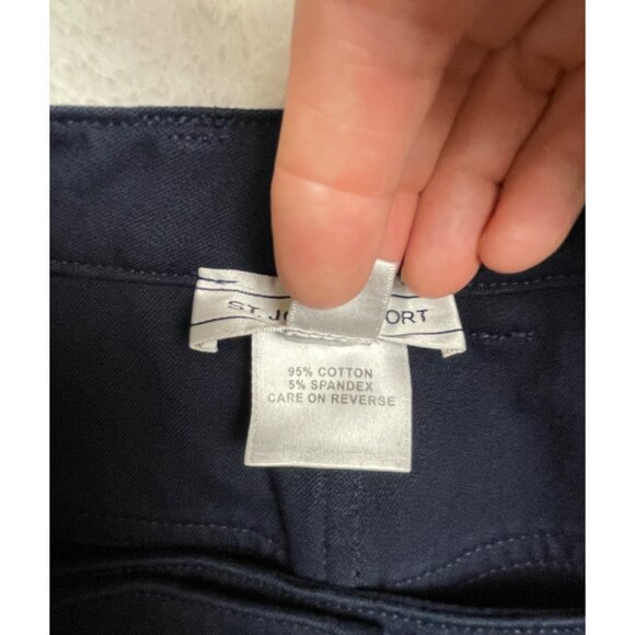 ST. JOHN SPORT Pants Women's 8 Navy Straight Leg 5 pocket with Gold Accents - Picture 4 of 10